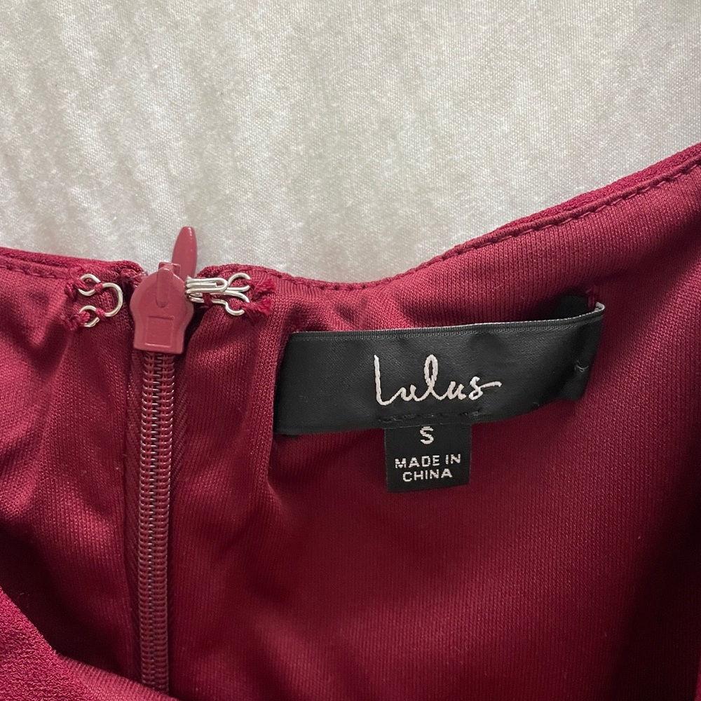 Lulu's Social Sensation Burgundy Square Neck Mini NWOT Dress - Picture 5 of 5